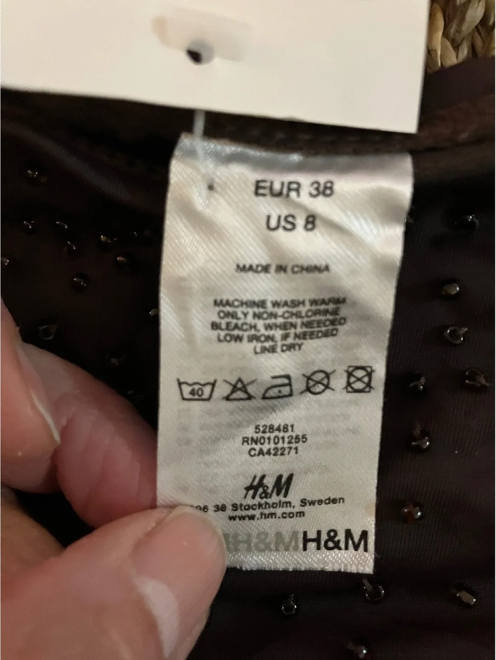 NWT H&M Brown Beaded Triangle String Bikini Set - Adjustable